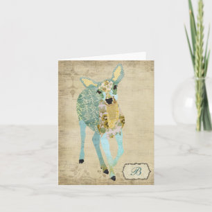 Cartão De Notas Notecard ouro Deer Monographic
