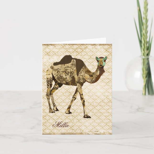 Cartão De Notas Notecard Personalizada do Camel do chique (Frente)