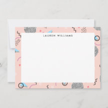 Notecard Plana Cor-de-Rosa Rosa Padrão Confetti Me