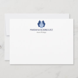 Cartão De Notas Notecard plano elegante de poeira de gengibre azul