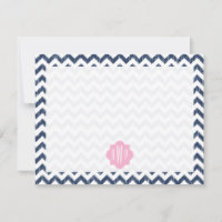 Notecard Plano Monograma Ikat Chevron Azul