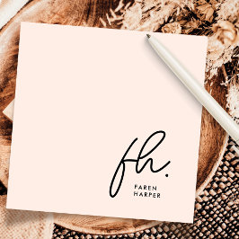 Cartão De Notas Notecard social de Blush Chic de Script Simples Mo