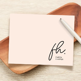 Cartão De Notas Notecard social de Blush Chic de Script Simples Mo