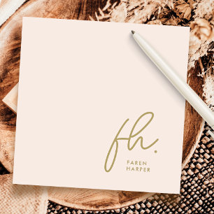 Cartão De Notas Notecard social de Blush Chic de Script Simples Mo