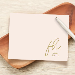 Cartão De Notas Notecard social de Blush Chic de Script Simples Mo