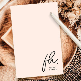 Cartão De Notas Notecard social de script chic moderno de Blush mo