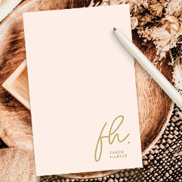 Cartão De Notas Notecard social de script chic moderno de Blush mo