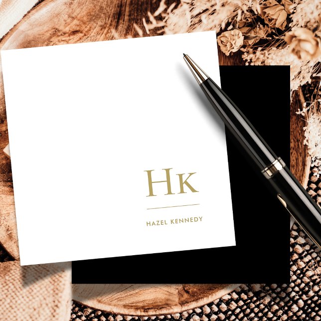 Cartão De Notas Notecard social Elegante simples monograma Dourado (Criador carregado)