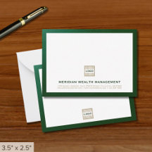 Notecard verde elegante com logotipo