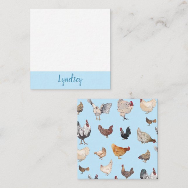 Cartão De Notas Notecards Felizes de frango (Frente/Verso)
