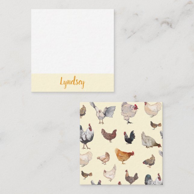 Cartão De Notas Notecards Felizes de frango (Frente/Verso)