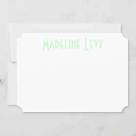 Cartão De Notas Notecards verde personalizado costume com nome