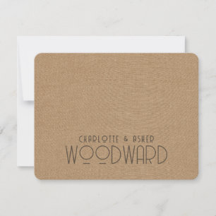Cartão De Notas Novatos Monograma Castanho Emboscada Textura Linen