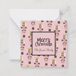 Cartão De Notas Noz-Craqueador de Natal Soldado Rosa-Rosa-Desenhad