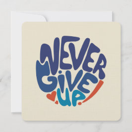 Cartão De Notas Nunca desistir - citação de Aniversário Azul e Ver