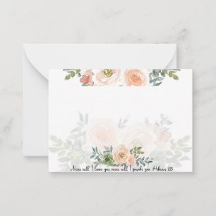 Cartão De Notas Nunca te deixarei Flora em aquarela rosa cristã 