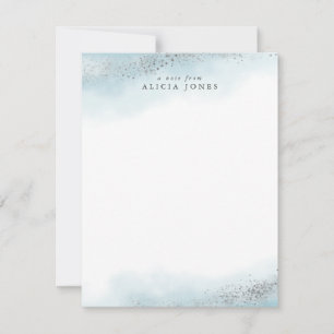 Cartão De Notas Nuvem Azul e Silver Elegante Personalizada