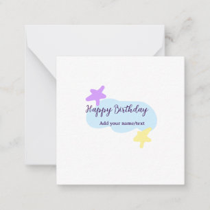 Cartão De Notas Nuvens azul pastel estrelas roxo feliz aniversário
