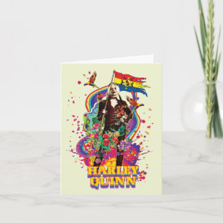 Cartão De Notas O Esquadrão Suicida | Harley Quinn Flowers & Rainb