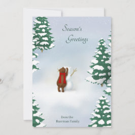 Cartão De Notas O Natal Personalizado Snowbear Floresta