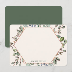 Cartão De Notas O verde personalizado deixa papelaria elegante