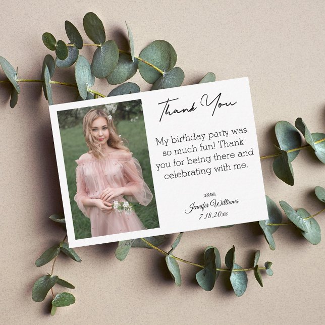 Cartão De Notas obrigada elegante foto de sweet 16  (Criador carregado)