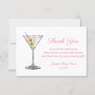 Cartão De Notas obrigada festa de bebê menina martini rosa script