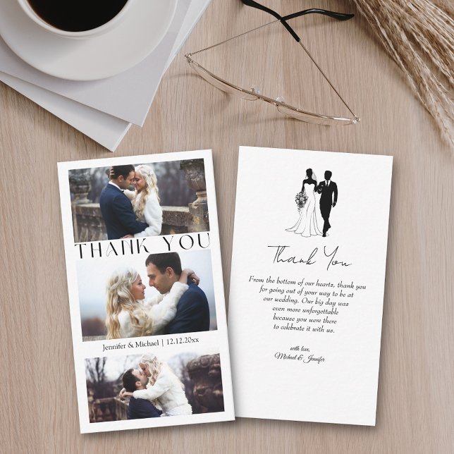 Cartão De Notas obrigado 3 foto colagem mínima casamento (Criador carregado)