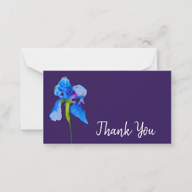 Cartão De Notas Obrigado, a moderna arte da aquarela azul (Frente)