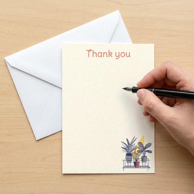 Cartão De Notas Obrigado botânico moderno (Modern potted house plant Botanical thank you Note Card)