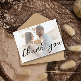 Cartão De Notas obrigado caligrafia moderna casamento foto desbota