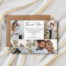 Cartão De Notas obrigado casamento 4 fotos colagem simples minimal