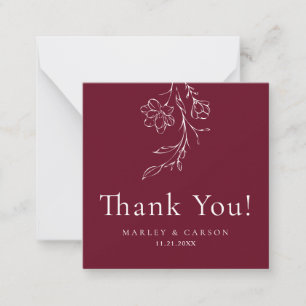 Cartão De Notas Obrigado Casamento Burgundy Elegante Orçamento