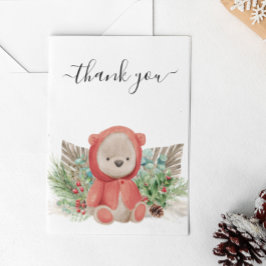 Cartão De Notas Obrigado Chá de Urso de Natal Boho