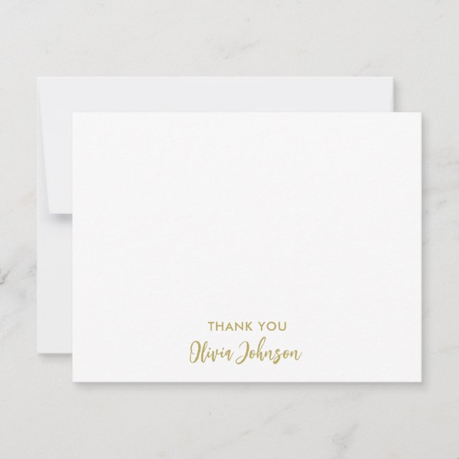 Cartão De Notas Obrigado Chic Monogramas Nome White Flat Note Card (Frente)