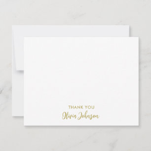 Cartão De Notas Obrigado Chic Monogramas Nome White Flat Note Card