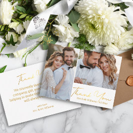 Cartão De Notas obrigado, colagem de fotos de casamento com caligr