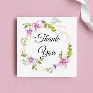 Cartão De Notas obrigado, coroa de flores rosa rubor