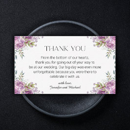 Cartão De Notas obrigado de casamento floral roxo elegante você
