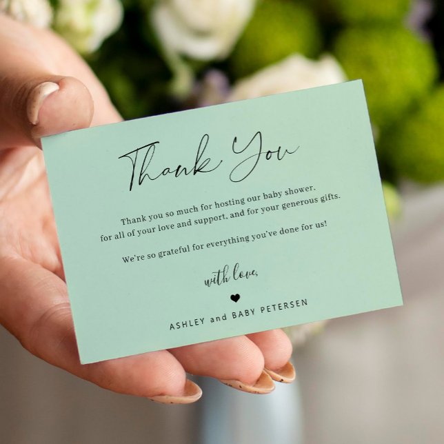 Cartão De Notas Obrigado de chá de fraldas de script simples de or (Criador carregado)