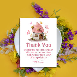 Cartão De Notas obrigado de fada, seu aniversário rosa