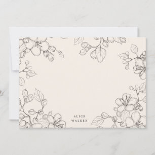 Cartão De Notas obrigado de flor de cereja esboçada