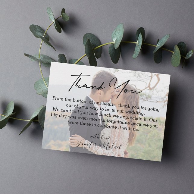 Cartão De Notas obrigado de fotos chic no dia do casamento (Criador carregado)