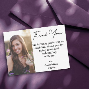 Cartão De Notas obrigado de sua doce foto mínima de 16 anos