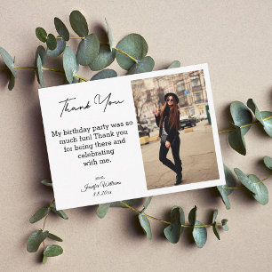 Cartão De Notas obrigado de sua feliz foto minimalista de aniversá