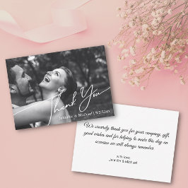 Cartão De Notas obrigado de sua foto de casamento mínima preto&bra