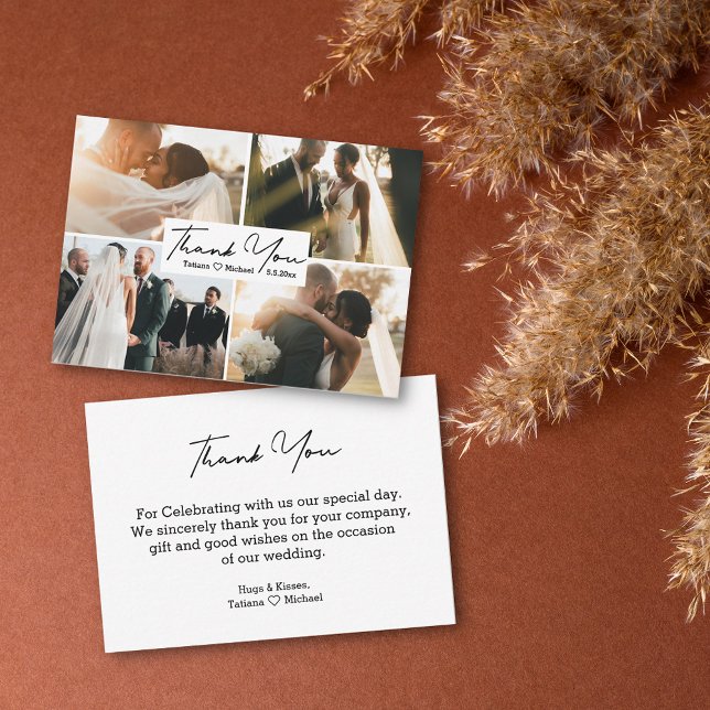 Cartão De Notas obrigado do simples casamento 4 foto do orçamento (Criador carregado)