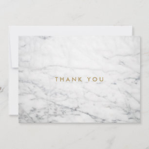 Cartão De Notas Obrigado Dourado de mármore branco minimalista do