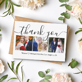 Cartão De Notas obrigado elegante casamento 3 fotos colagem