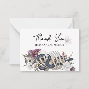 Cartão De Notas Obrigado Floral de Cobra de Casamento Assustador